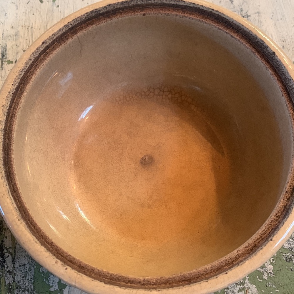 Old USA Pottery Bowl Pink Blue Stripes - Picture 3 of 5